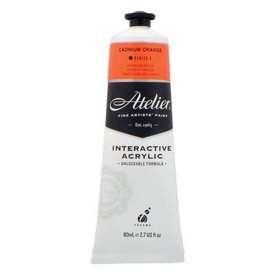 Light Gray Atelier Interactive Artists Acrylic Paint, Cad Orange S4 80ml Acrylic Paints
