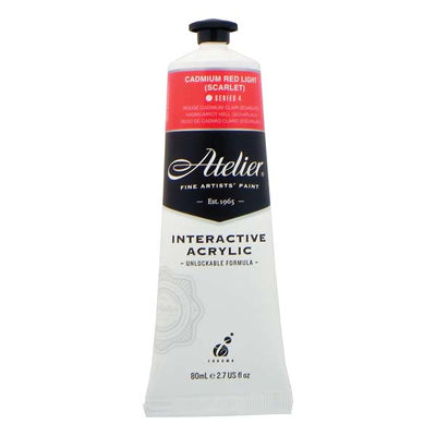 White Smoke Atelier Interactive Artists Acrylic Paint, Cad Red Light (Scarlet) S4 80m Acrylic Paints