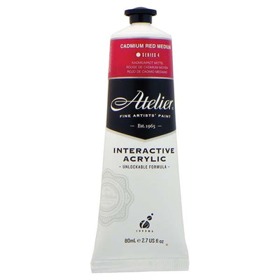 White Smoke Atelier Interactive Artists Acrylic Paint, Cad Red Medium S4 80ml Acrylic Paints