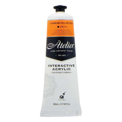White Smoke Atelier Interactive Artists Acrylic Paint, Cad Yellow Deep S4 80ml Acrylic Paints