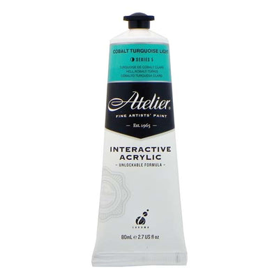 White Smoke Atelier Interactive Artists Acrylic Paint, Cobalt Turquoise Light S5 80ml Acrylic Paints
