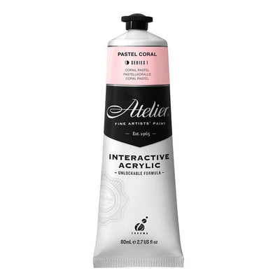 White Smoke Atelier Interactive Artists Acrylic Paint, Pastel Coral S1 80ml Acrylic Paints