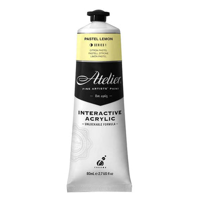White Smoke Atelier Interactive Artists Acrylic Paint, Pastel Lemon S1 80ml Acrylic Paints