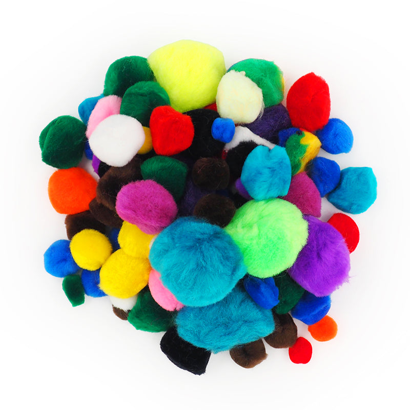 White Smoke Pom Poms Bulk Multi Assorted 600 Pc Kids Craft Basics