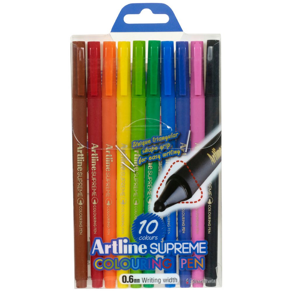 White Smoke Artline Supreme Fineline Pen 0.6mm, Assorted Colours - 10 Pack Fineliner Pens