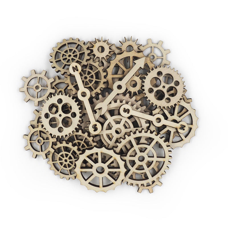 White Smoke Wood Gears Cogs Asstd 100Pc Kids Craft Basics