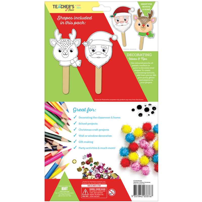 Dark Khaki Teacher's Choice Christmas Paper Puppets 8pc Christmas