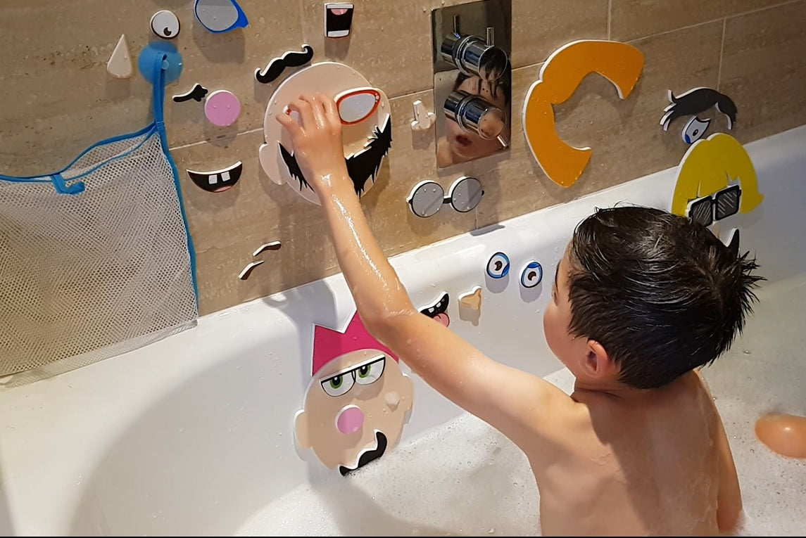 Dark Gray Bath Time Stickers, Silly Faces Bath Time Fun