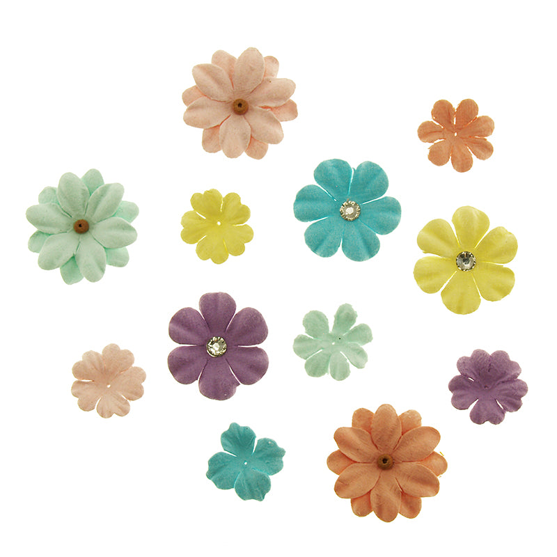 White Smoke Spring Blend Pastel Flowers, 60Pcs Flowers