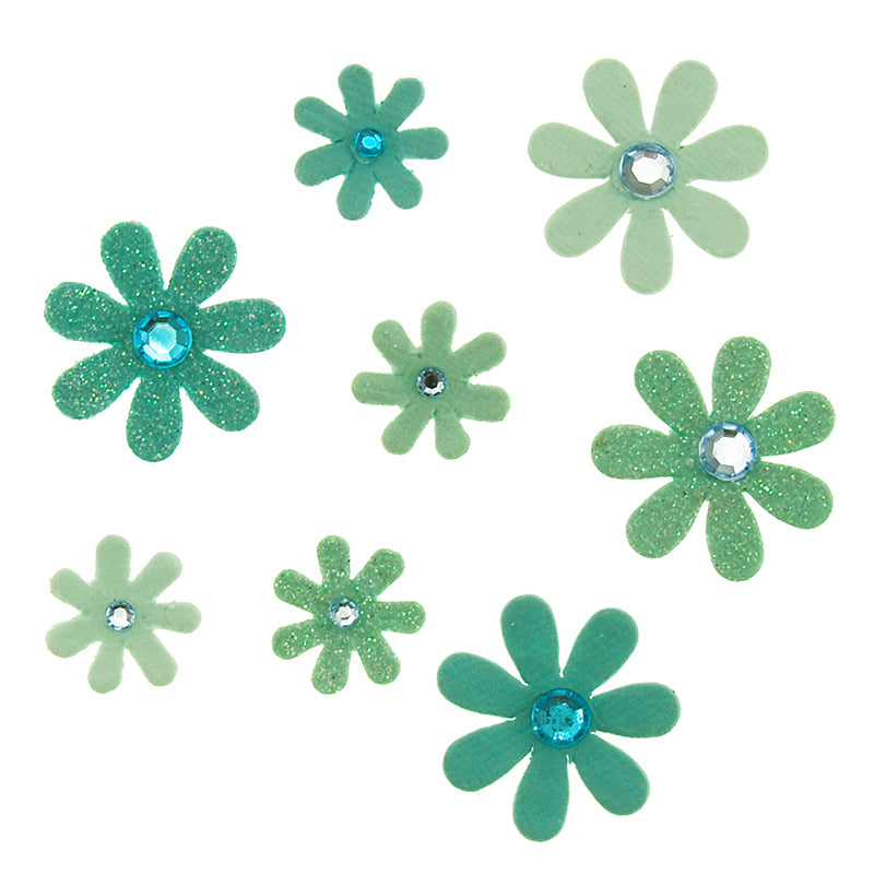 White Smoke Sparkle Florettes Blue 60Pcs Craft Basics