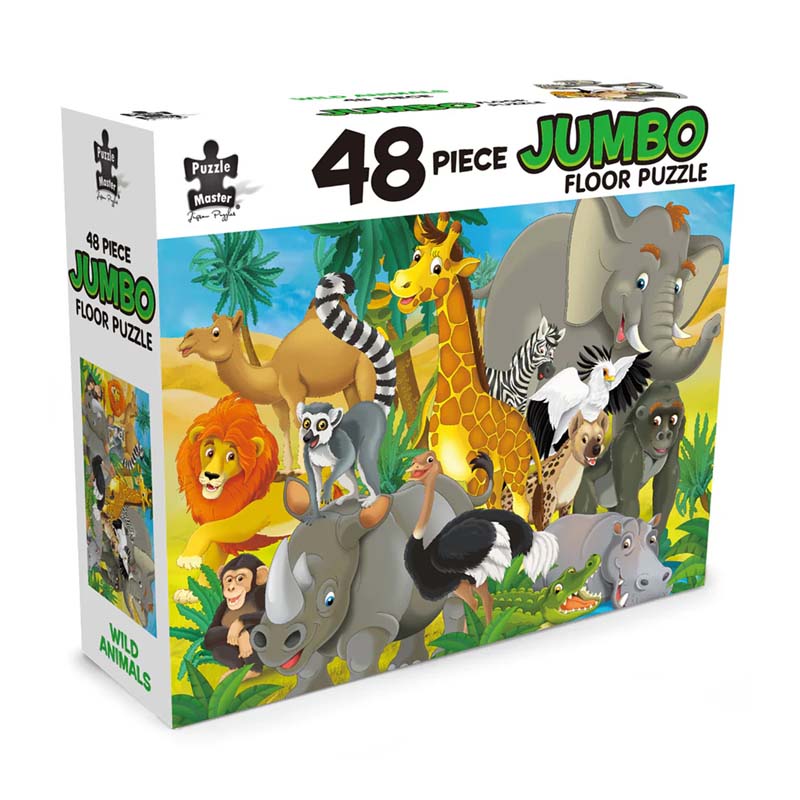 48-piece jumbo floor puzzle box with wild animals illustration