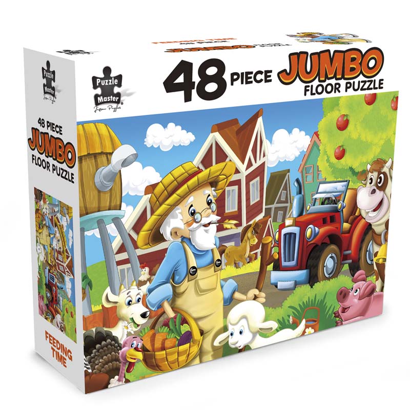 48-piece jumbo floor puzzle box with farm feeding scene artwork
