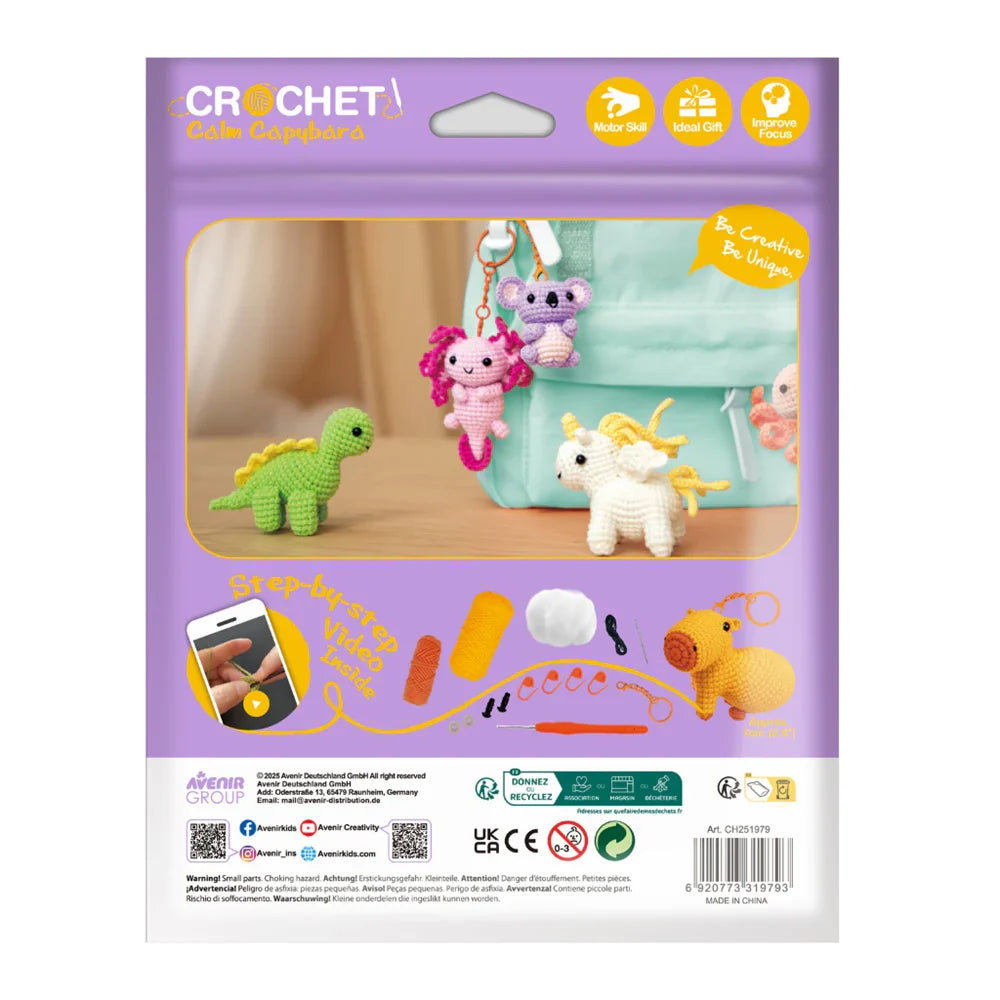 White Smoke Avenir Crochet Keychain Calm Capybara Craft Kits