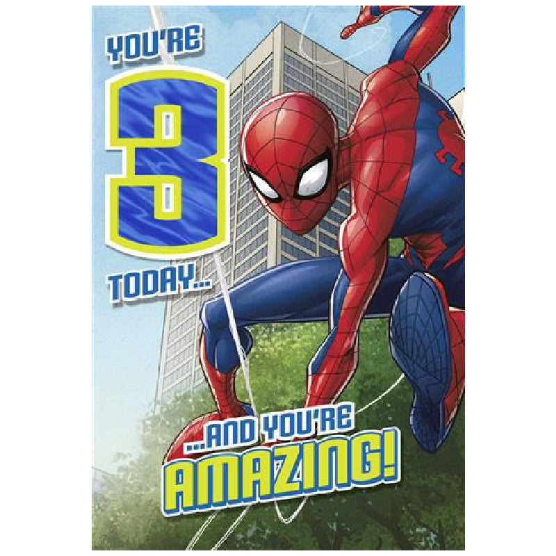 Dark Slate Gray Marvel Spider-man You're 3 today Greeting Card Bags & Invitation