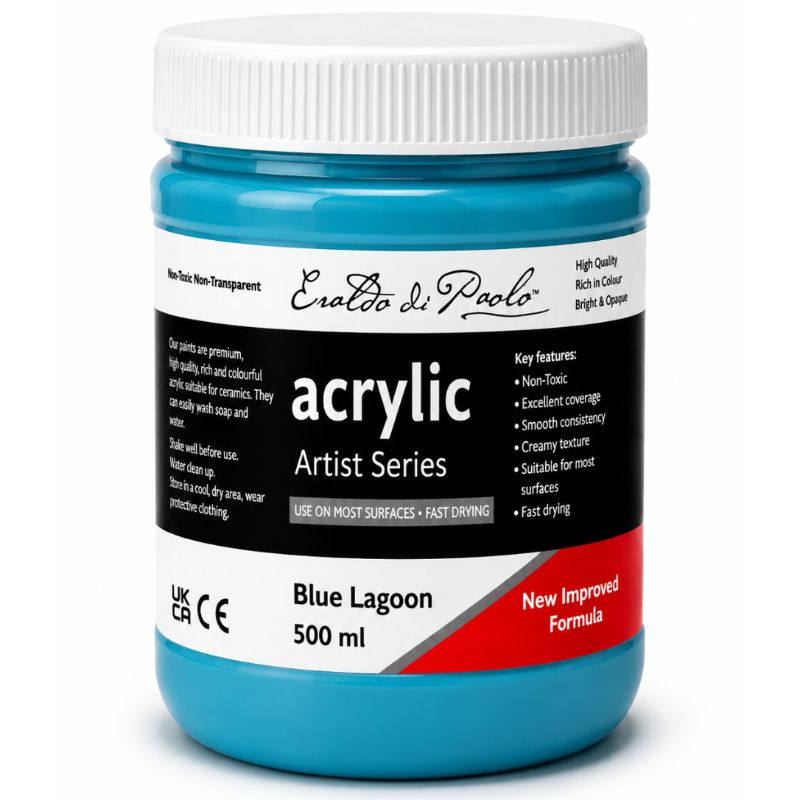 White Smoke Eraldo di Paolo Acrylic Paint, Blue Lagoon, 500ml Acrylic Paints