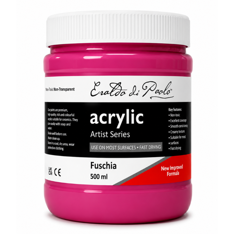 White Smoke Eraldo di Paolo Acrylic Paint, Fuschia, 500mL Acrylic Paints