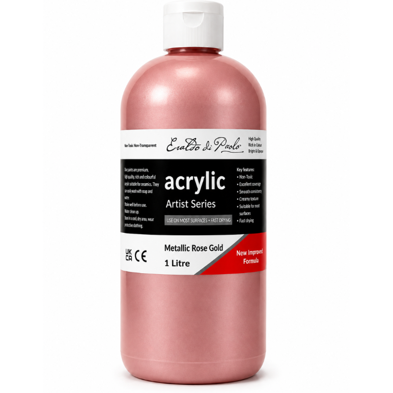 White Smoke Eraldo di Paolo Acrylic Paint, Metallic Rose Gold, 1L Acrylic Paints