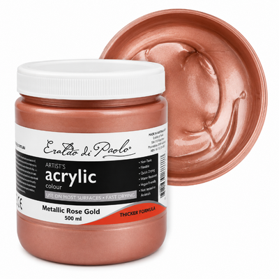 White Smoke Eraldo di Paolo Acrylic Paint, Metallic Rose Gold, 500ml Acrylic Paints