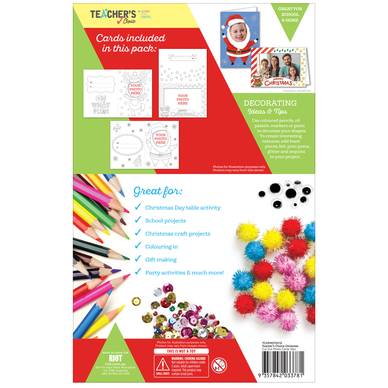 Dark Khaki Teacher's Choice Christmas Cut Out Photo Cards 3 Designs 12pc Christmas