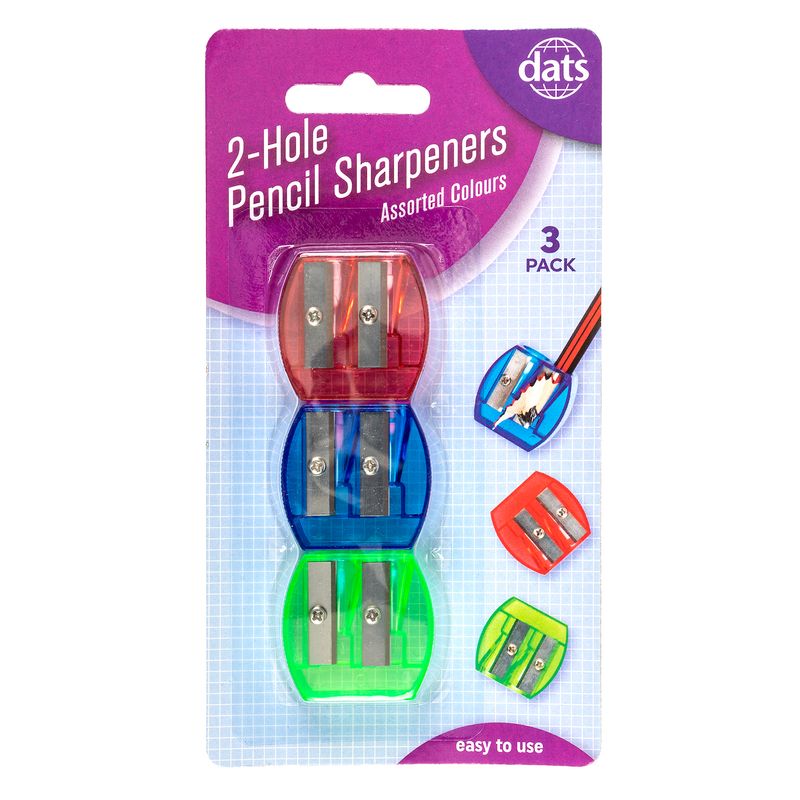Dats Pencil Sharpener, Assorted Colours, 3pk