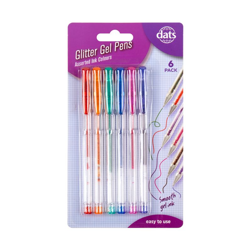 Dats Gel Pens, Glitter Colours, 6pk