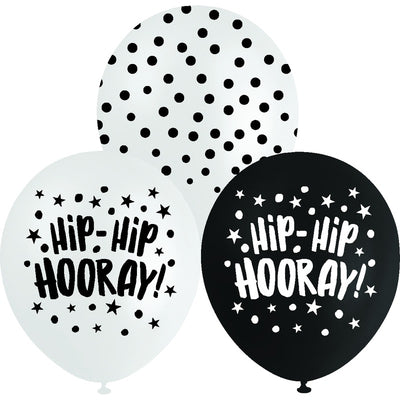 White Smoke Balloon Printed Latex 30cm 10 Pack - Hooray Balloons
