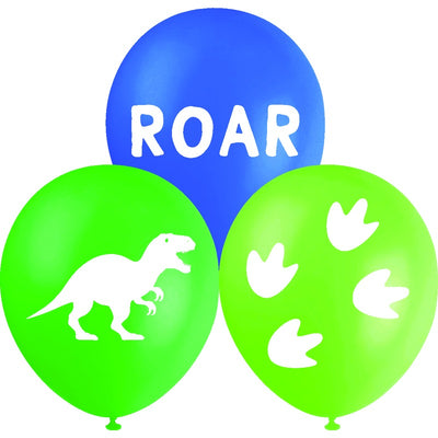 White Smoke Balloon Printed Latex 30cm 10 Pack - Dinosaur Balloons