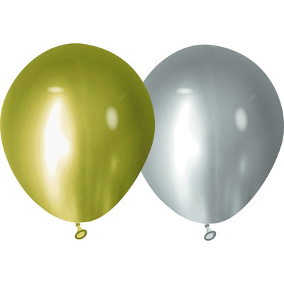 White Smoke Balloon Chrome Latex 12cm 20 Pack - Gold Silver Balloons