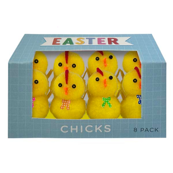 White Smoke Easter Chicks with Bows, 8pk Easter