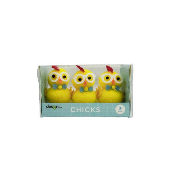 White Smoke Easter Chicks with Glasses, 3pk Easter