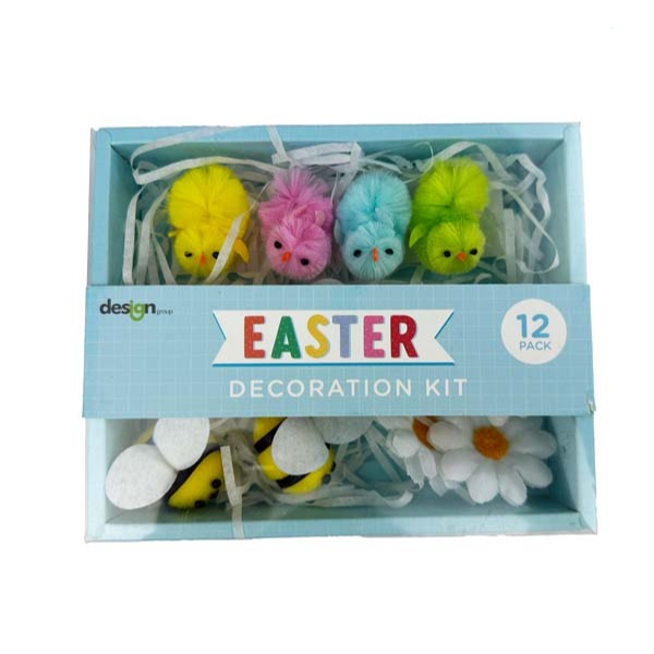 White Smoke Easter Decoration Kit, with Chicks, Flowers and Bees, 12pk Easter