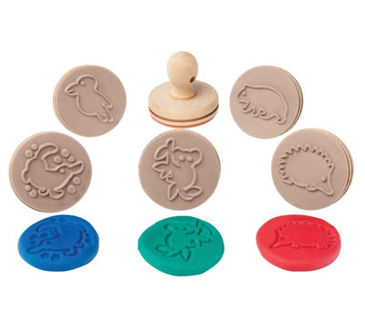 White Smoke EC Wooden Dough Stamps - Animals, Set 6 Kids Activities
