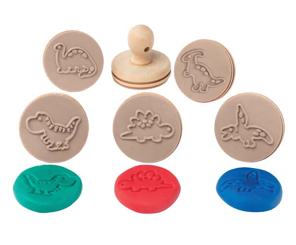 White Smoke EC Wooden Dough Stamps - Dinosaurs, Set 6 Kids Activities