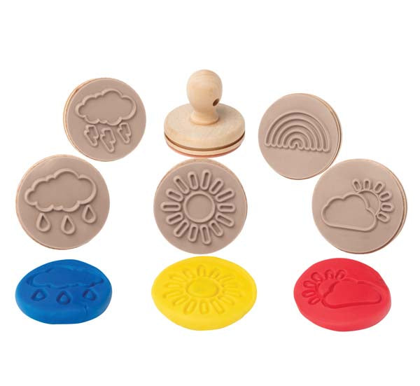 White Smoke EC Wooden Dough Stamps - Weather, Set 6 Kids Activities