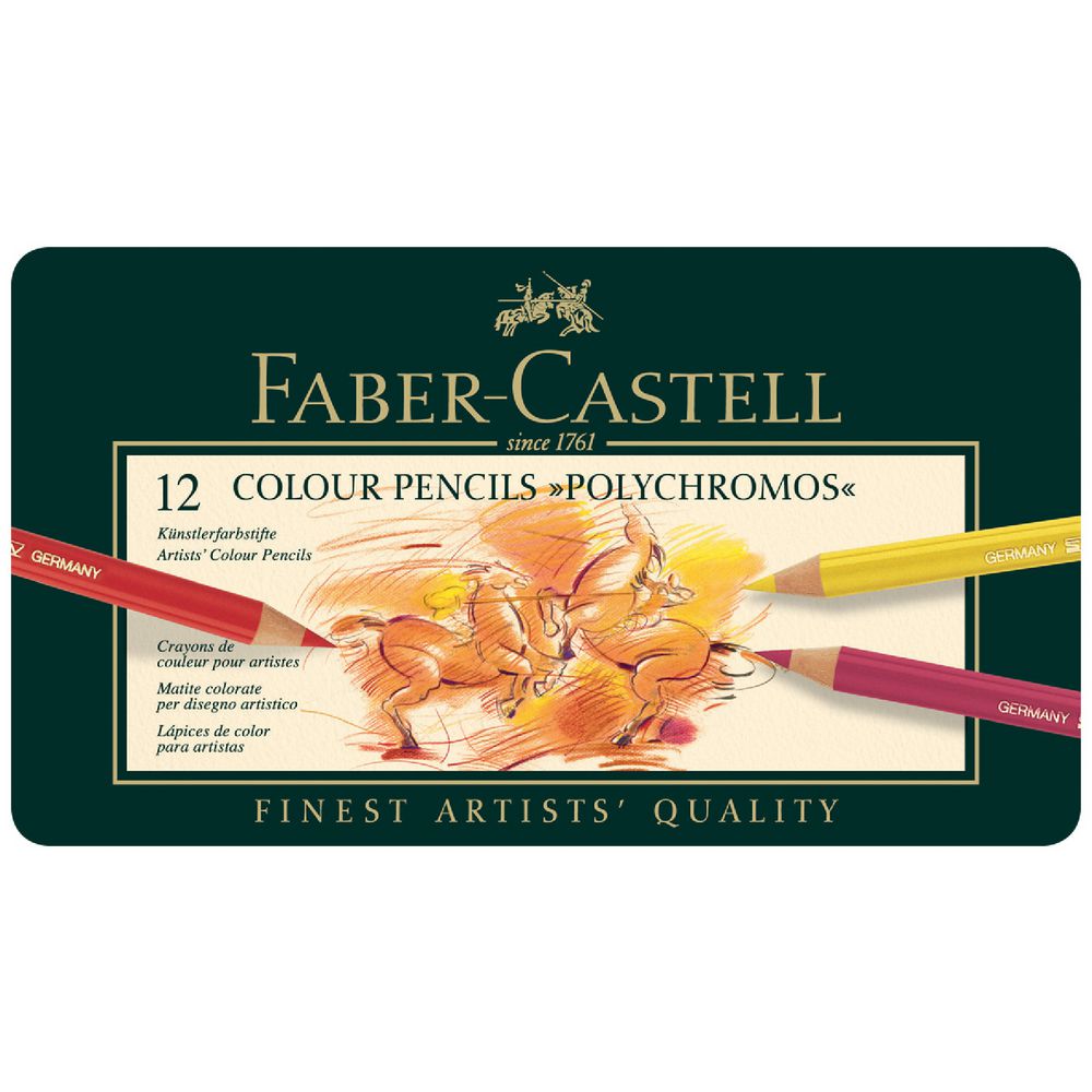 Black Polychromos Colour Pencil Assorted, Tin of 12 Pencils