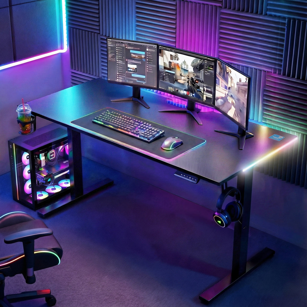 Midnight Blue "Artiss" Electric Adjustable Standing Desk, Black, 140cm Desks & Workstations