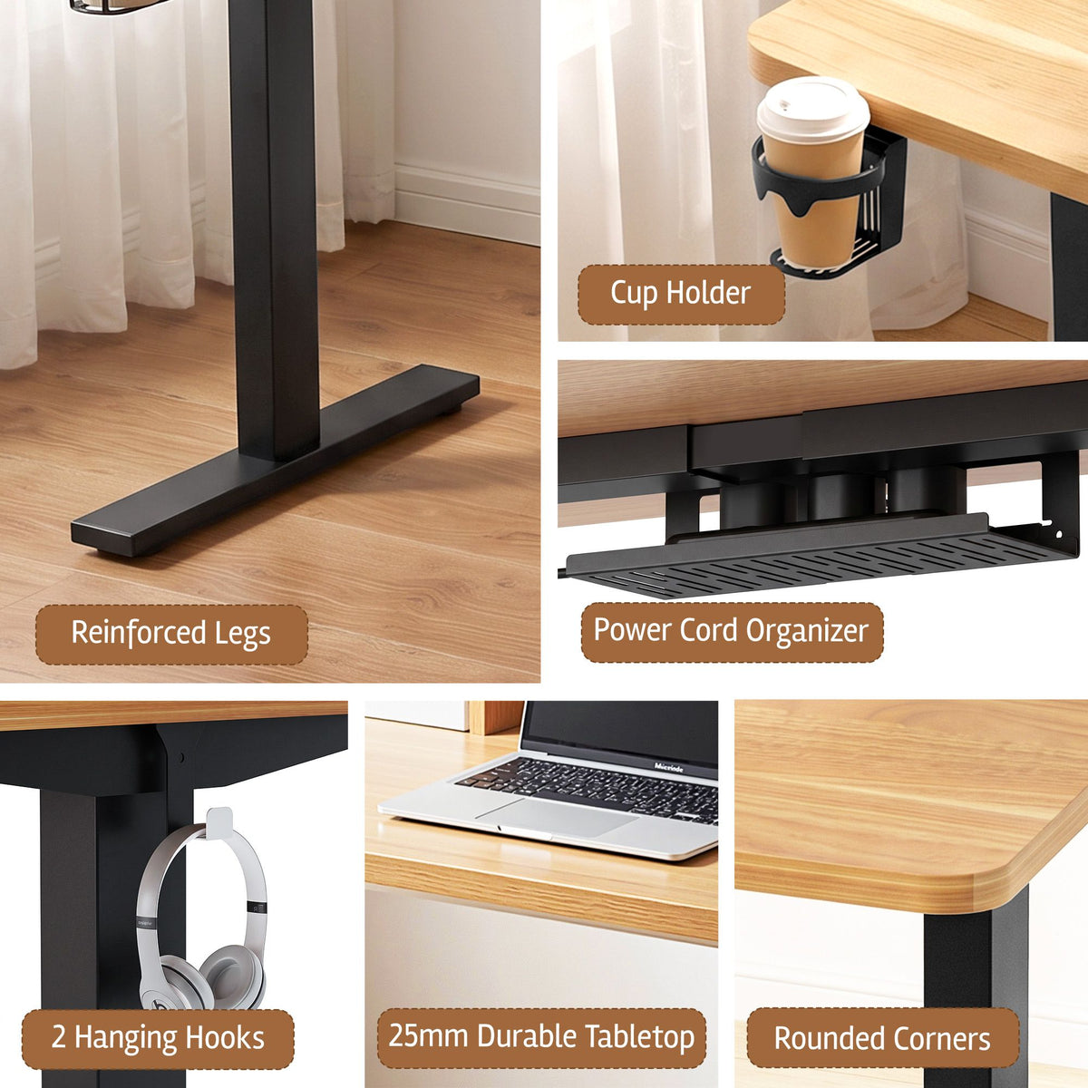White Smoke Artiss Electric Standing Desk Height Adjustable Home Office 120cm Oak Furniture > Office > Desks