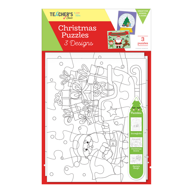 Dark Khaki Teacher's Choice Christmas Printed Jigsaw Puzzles Makes 3 Christmas