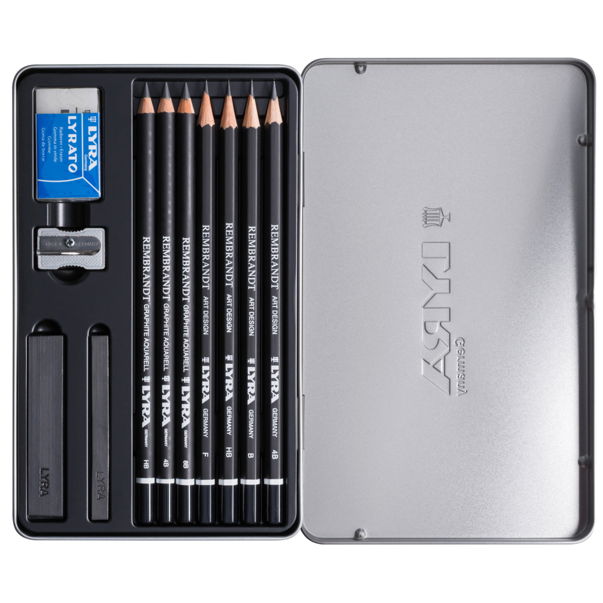 Gray Lyra Rembrandt Graphite Set Tin Box 11 Pcs Pencils