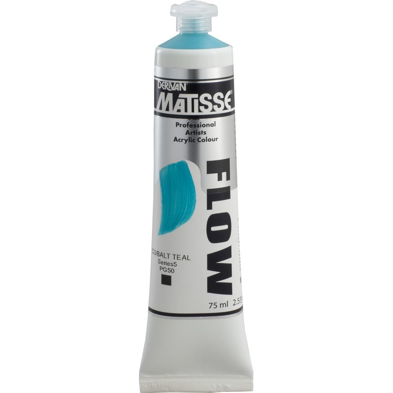 White Smoke Derivan Matisse Flow Acrylic Paint, S5, 75ml, Cobalt Teal Acrylic Paints