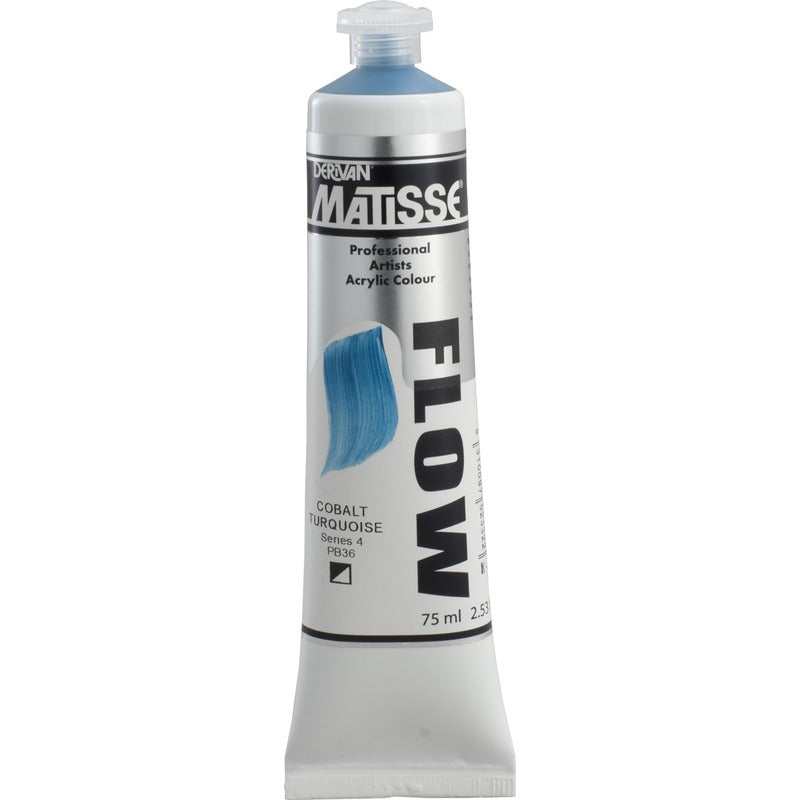 White Smoke Derivan Matisse Flow Acrylic Paint, S4, 75ml, Cobalt Turquoise Acrylic Paints