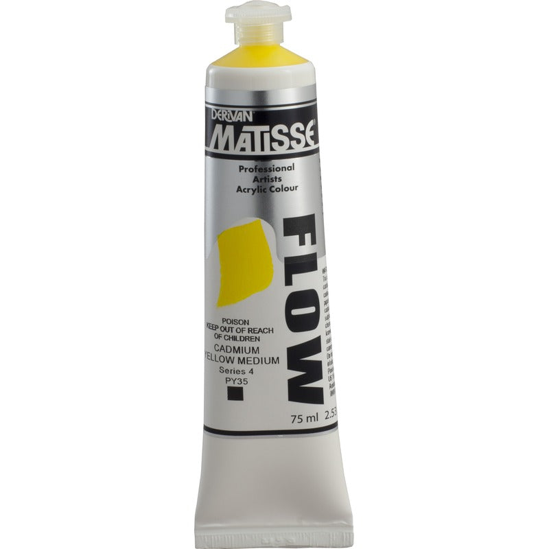 White Smoke Derivan Matisse Flow Acrylic Paint, S4, 75ml, Cadmium Yellow Medium Acrylic Paints