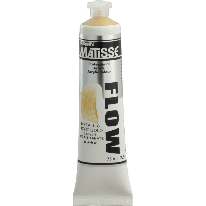 White Smoke Derivan Matisse Flow Acrylic Paint, S4, 75ml, Metallic Light Gold Acrylic Paints
