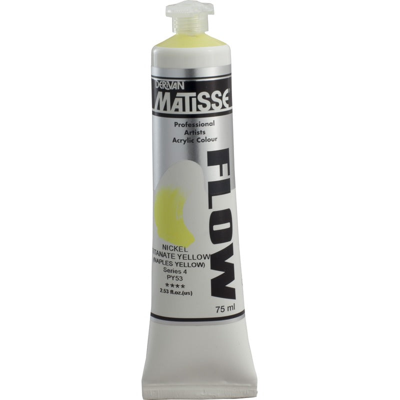 White Smoke Derivan Matisse Flow Acrylic Paint, S4, 75ml, Nickel Titanate Yellow Acrylic Paints