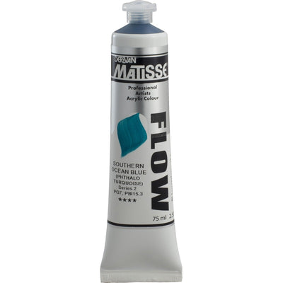 White Smoke Derivan Matisse Flow Acrylic Paint, S2, 75ml, Southern Ocean Blue Acrylic Paints