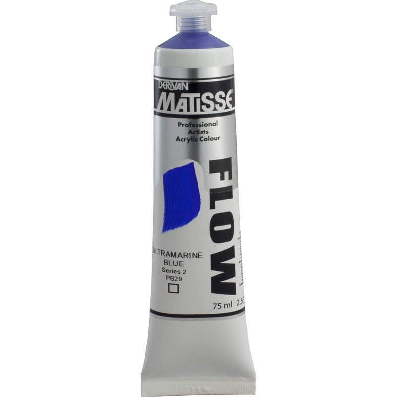 White Smoke Derivan Matisse Flow Acrylic Paint, S2, 75ml, Ultramarine Blue Acrylic Paints