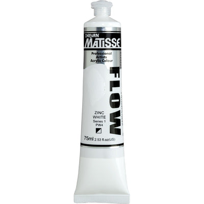 White Smoke Derivan Matisse Flow Acrylic Paint, S1, 75ml, Zinc White Acrylic Paints