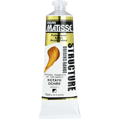 White Smoke Derivan Matisse Structure Acrylic Paint, S3, 75ml, Armenian Kotacyk Ochre Acrylic Paints