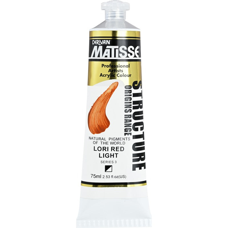 White Smoke Derivan Matisse Structure Acrylic Paint, S3, 75ml, Lori Red Light Acrylic Paints