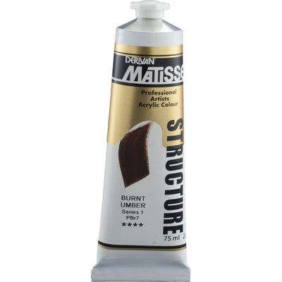 White Smoke Derivan Matisse Structure Acrylic Paint, S1, 75ml, Burnt Umber Acrylic Paints